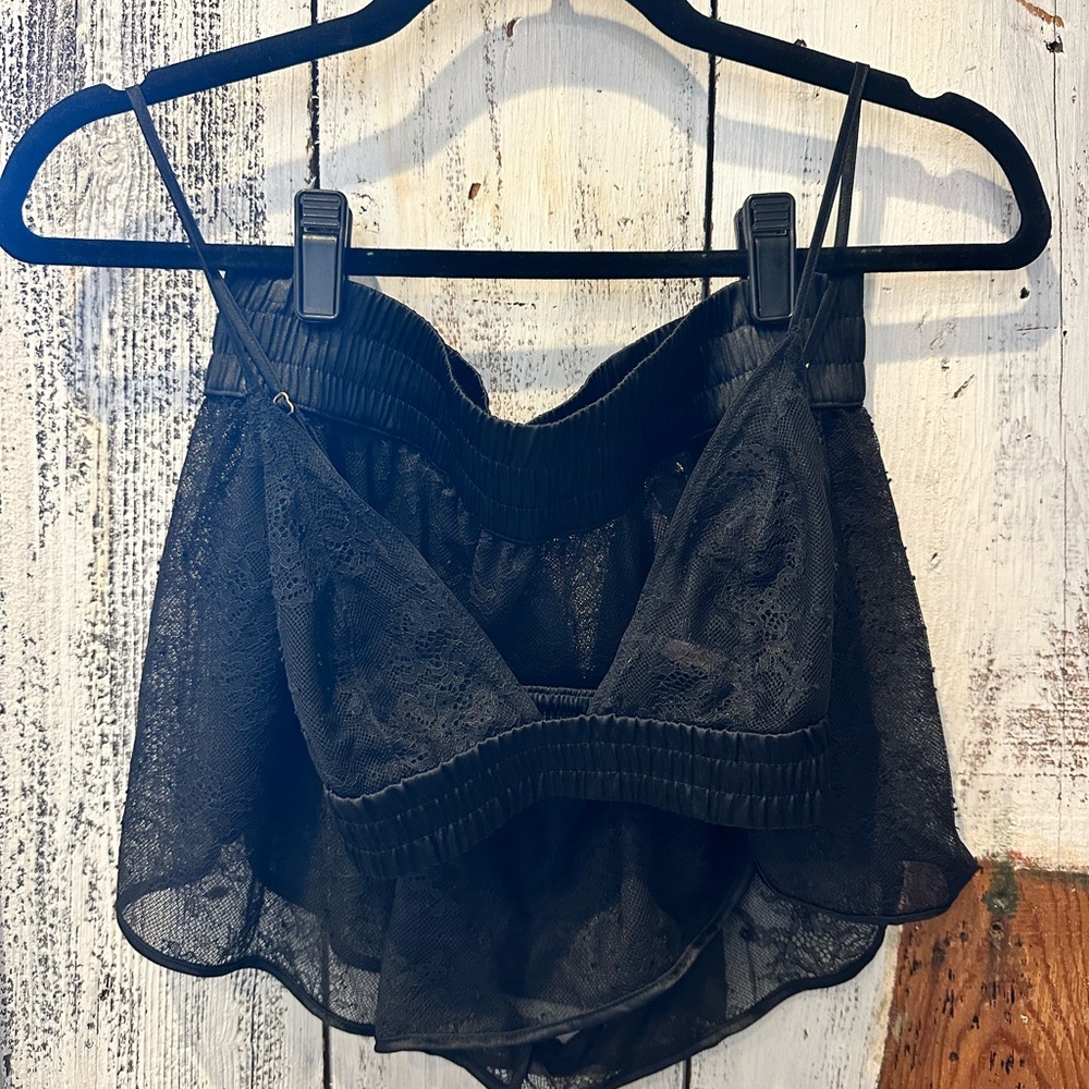 Victorias Secret black bralette and shorts size M